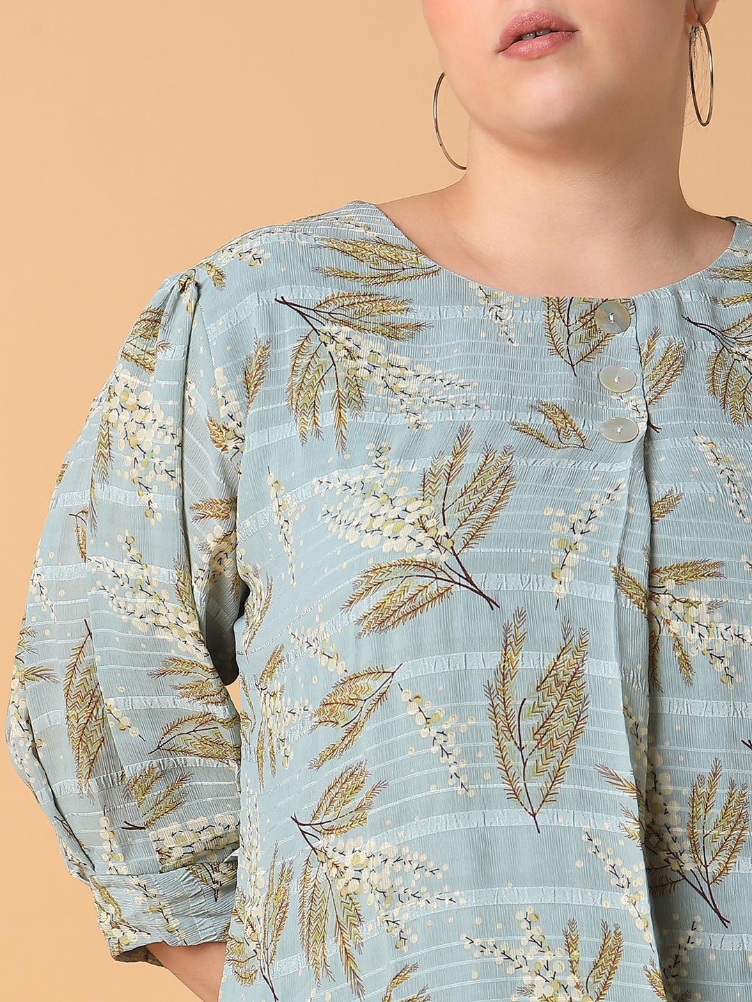 Women Floral Sea Green Top