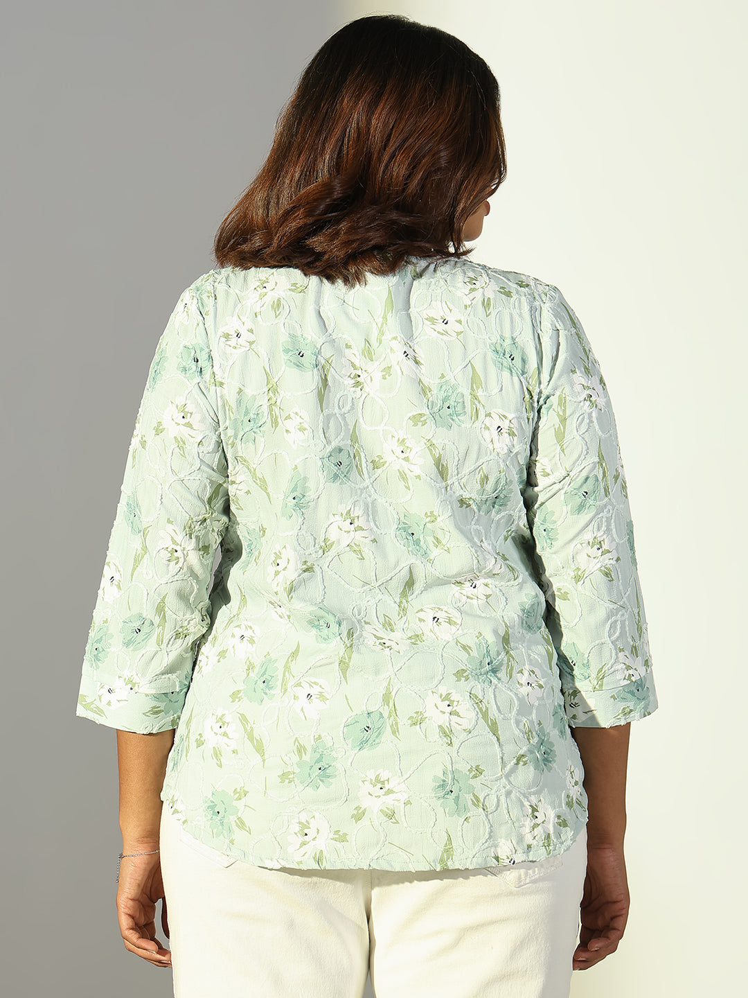 Women Green Floral Top