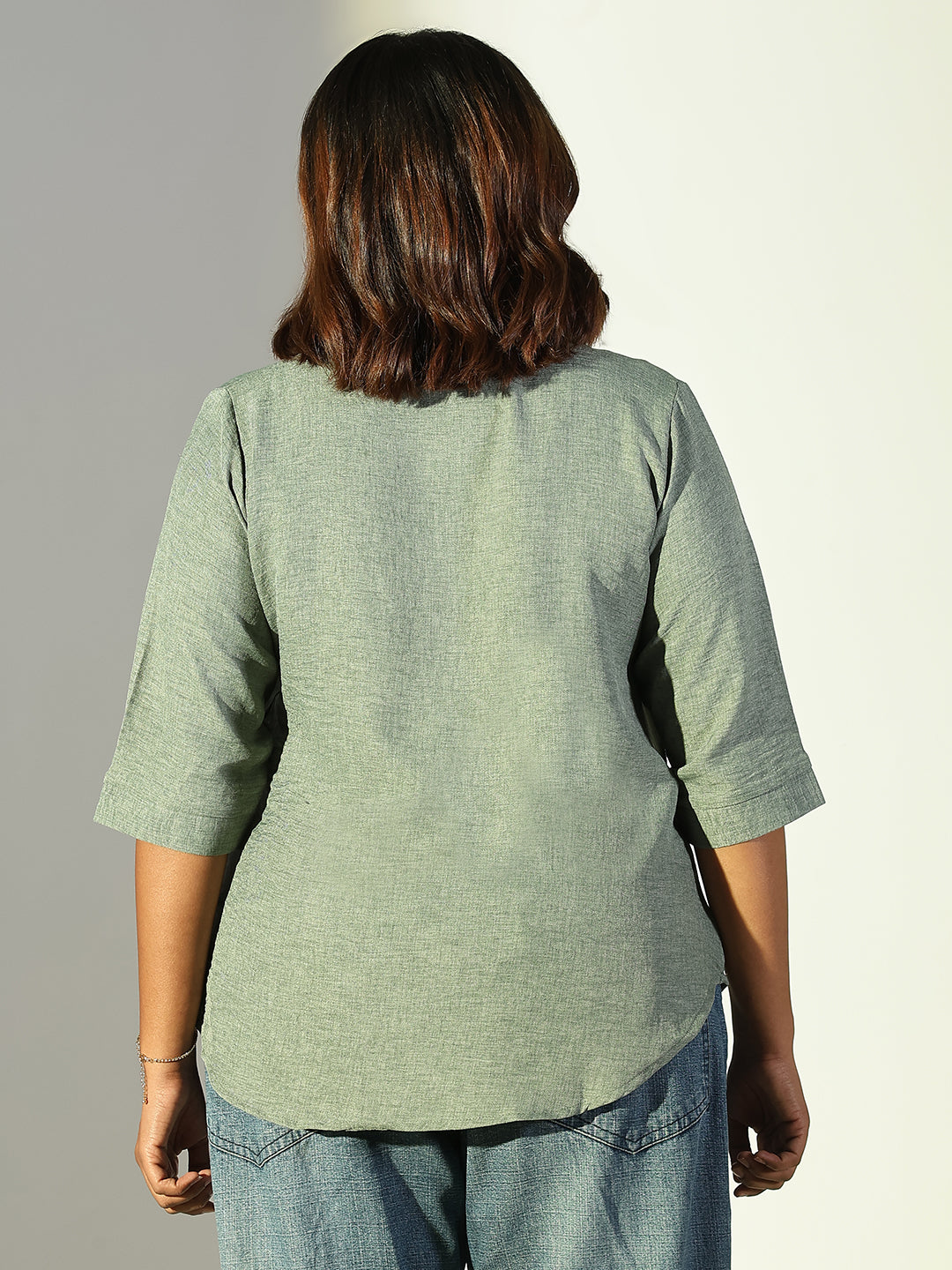 Women Green Solid Top