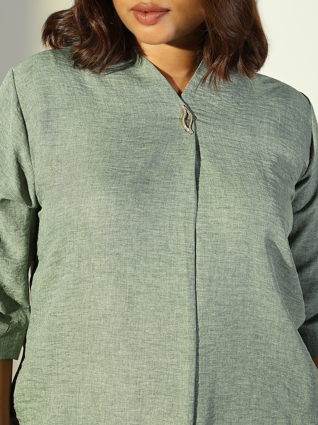 Women Green Solid Top