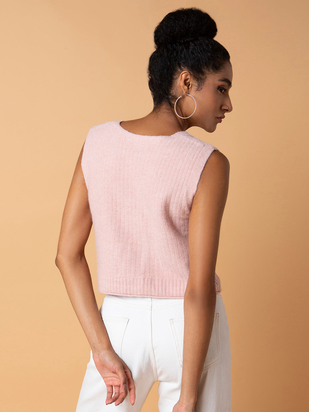 Women Solid Peach Sweater