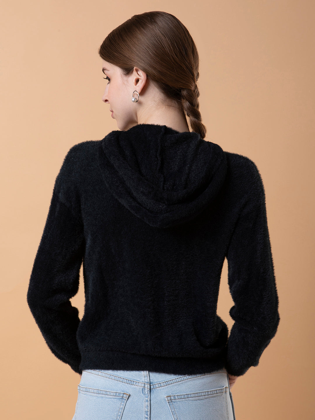 Women Solid Black Pullover