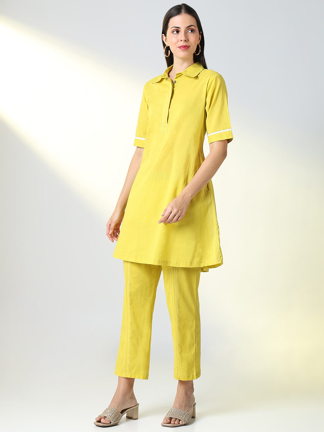 Women Yellow Solid Co Ords Set