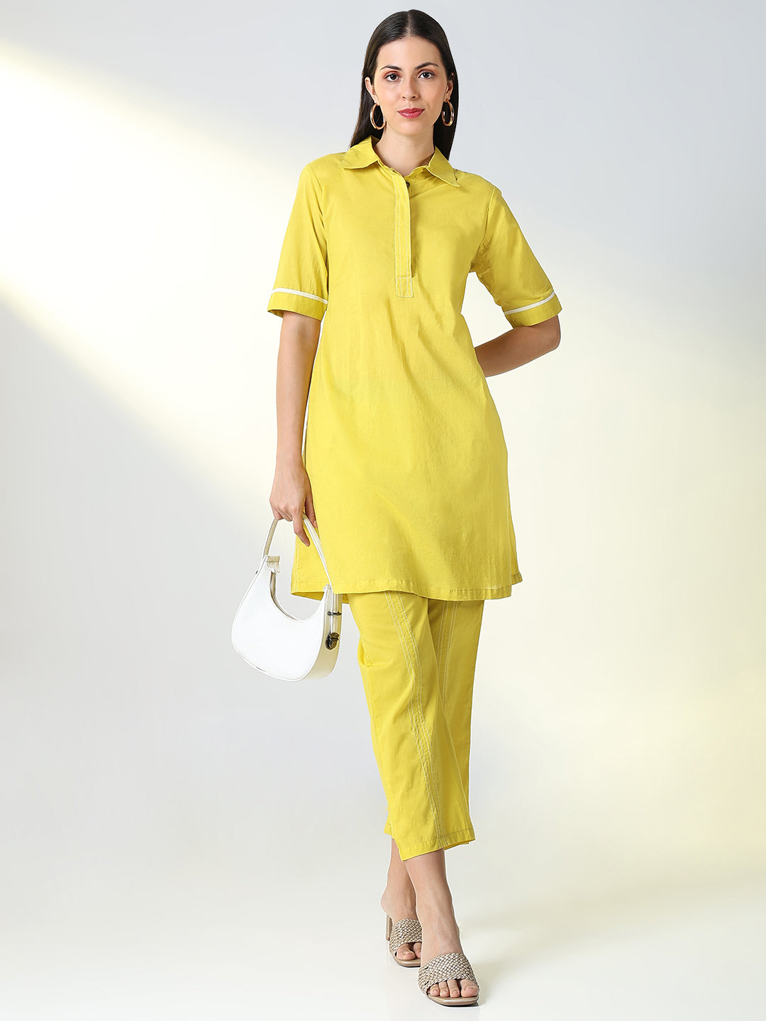 Women Yellow Solid Co Ords Set