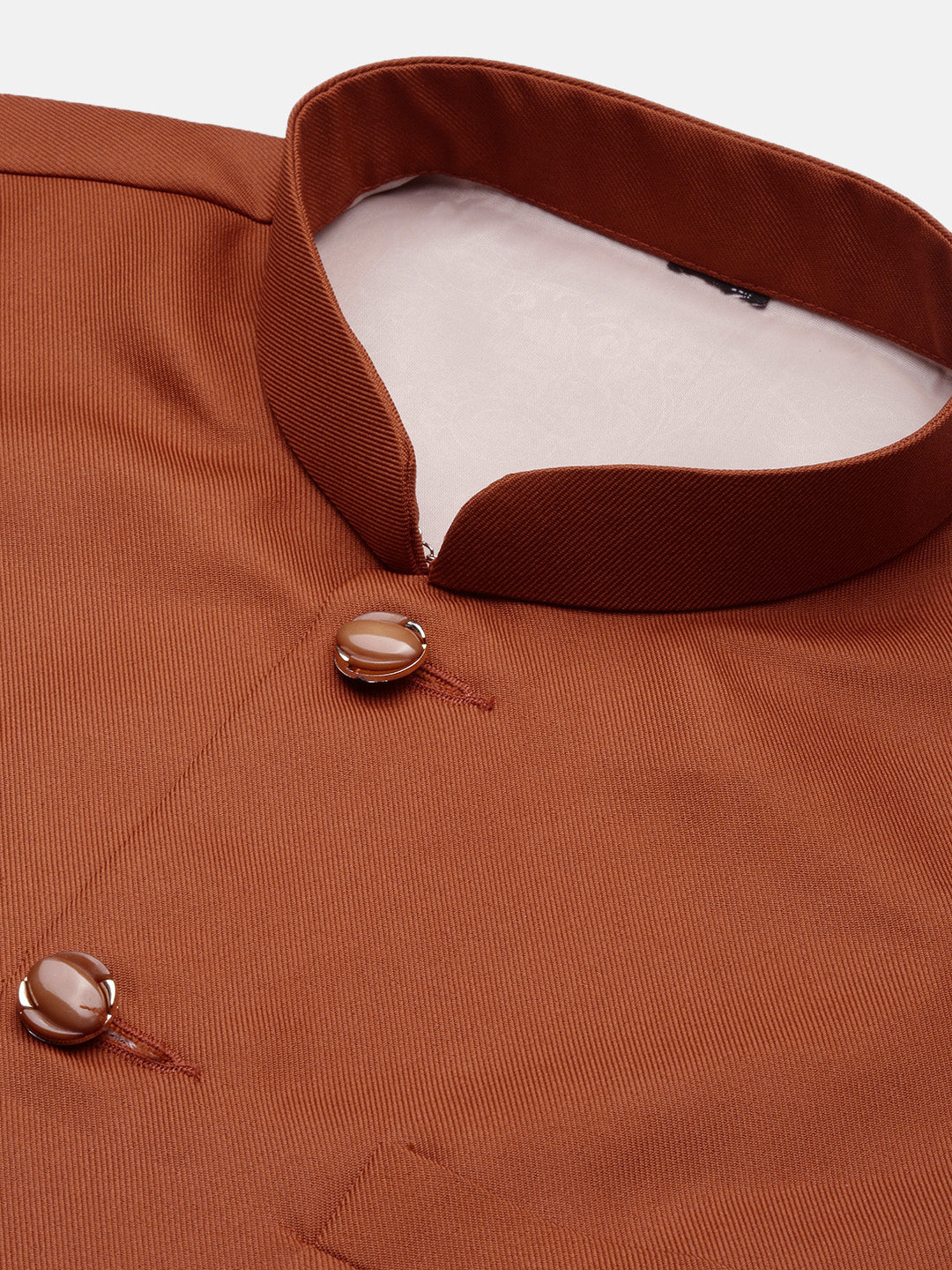 Men Solid Rust Slim Fit Nehru Jacket