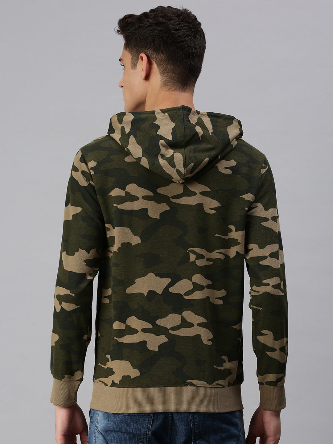 Men Hooded Camouflage Green Sweatshirt