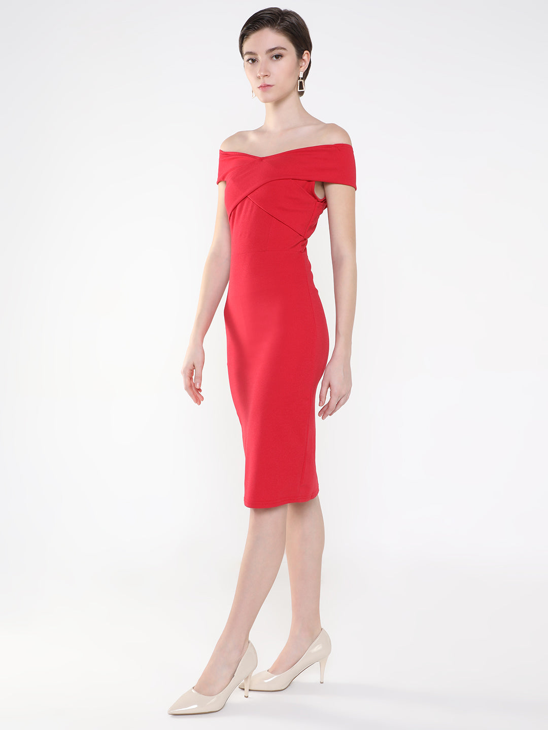 Women Solid Red Bodycon Dress