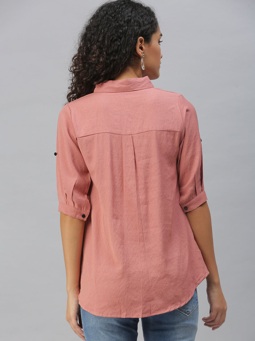 Women Slim Fit Nude Solid Shirt