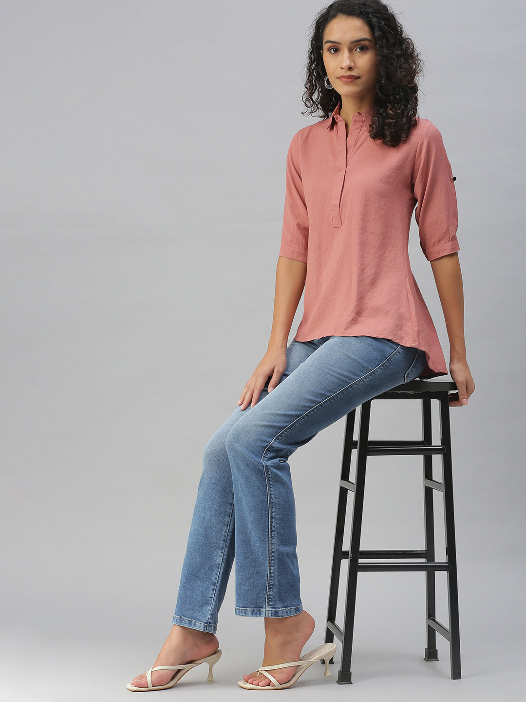 Women Slim Fit Nude Solid Shirt