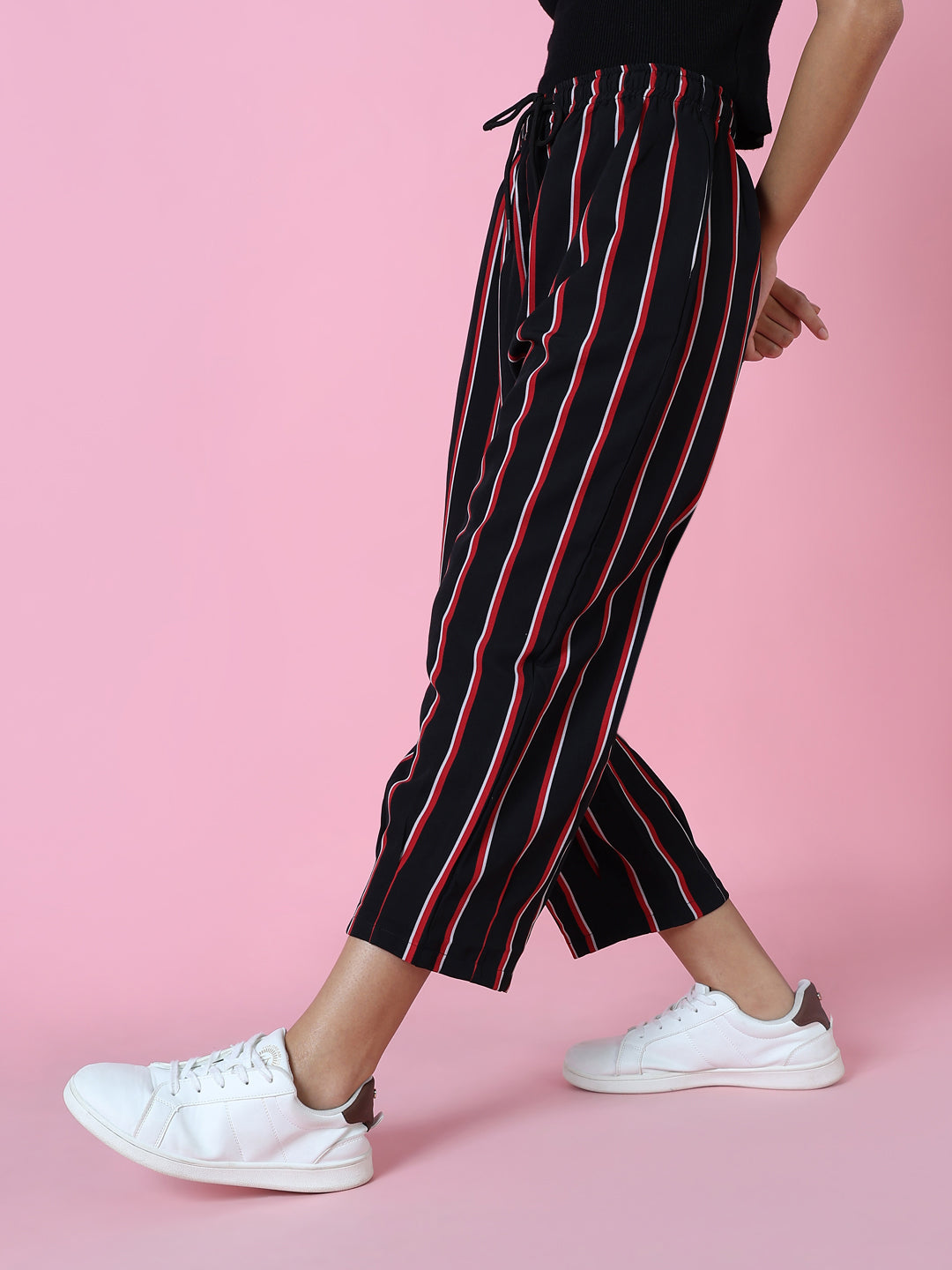 Women's Black Striped Trouser