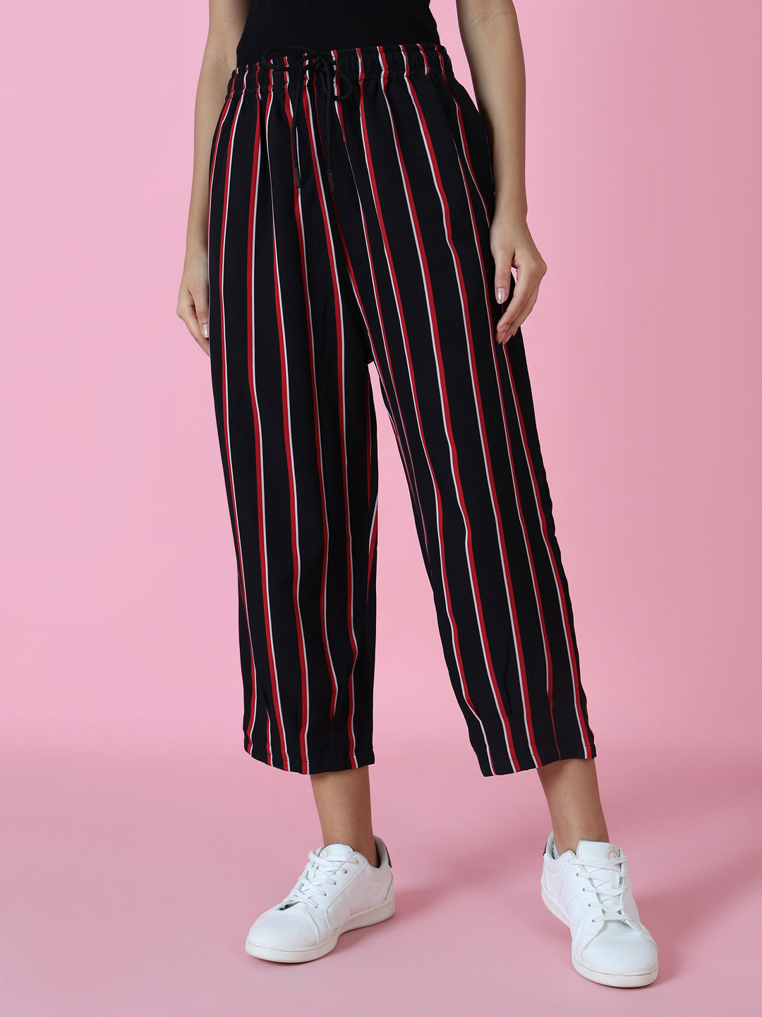 Women's Black Striped Trouser