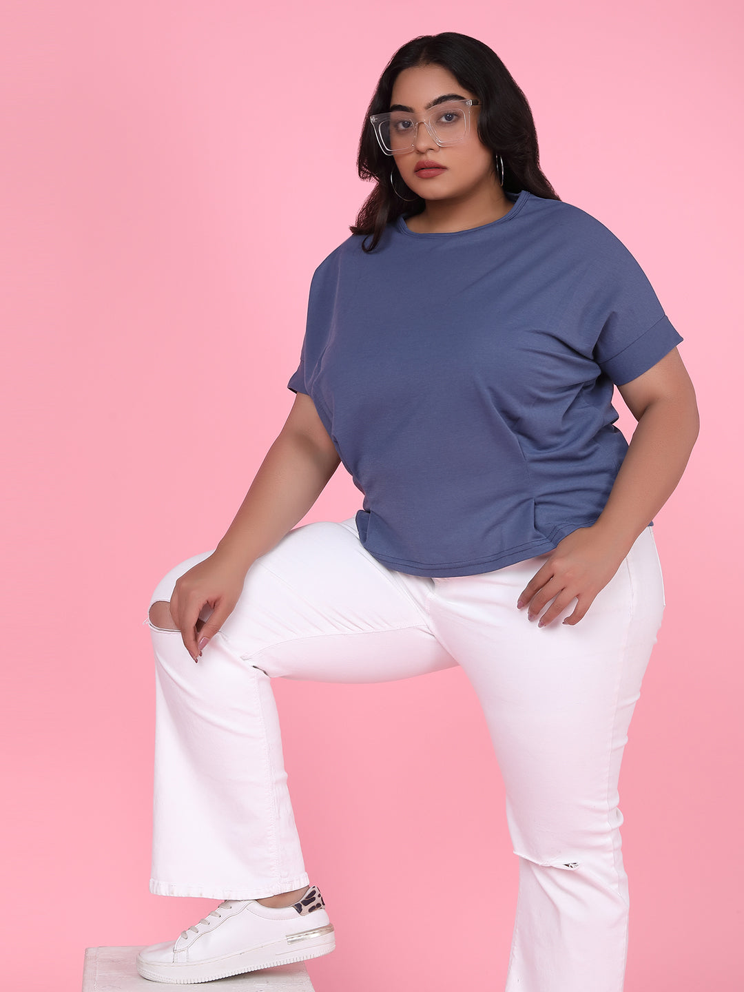 Women's Blue Solid Top