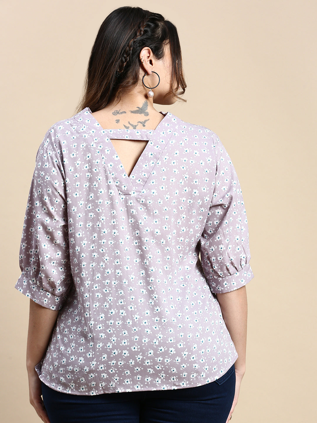 Women Floral Lavender Top