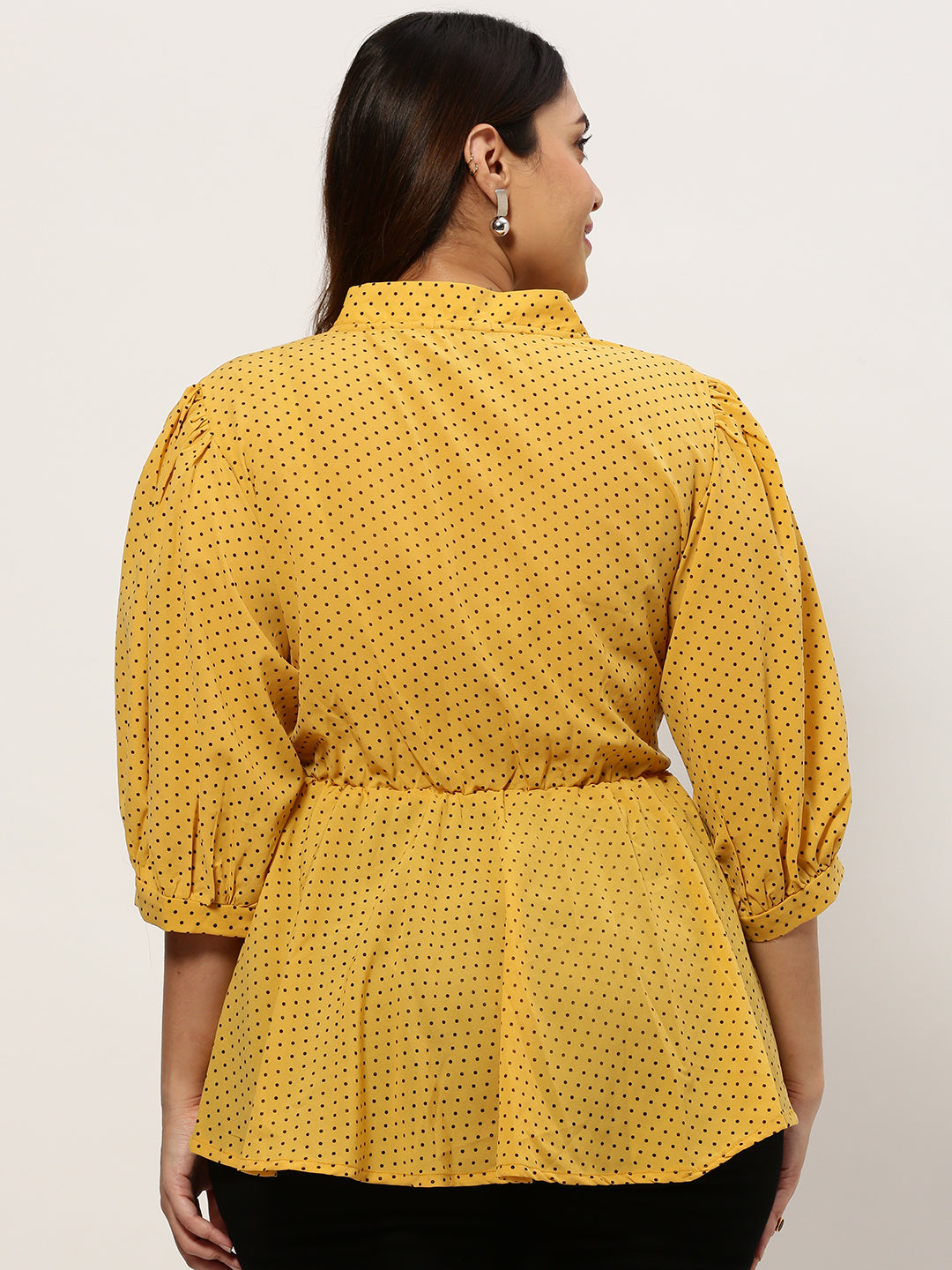 Women Polka Dots Yellow Top