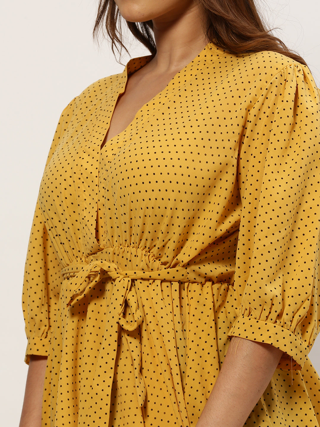 Women Polka Dots Yellow Top