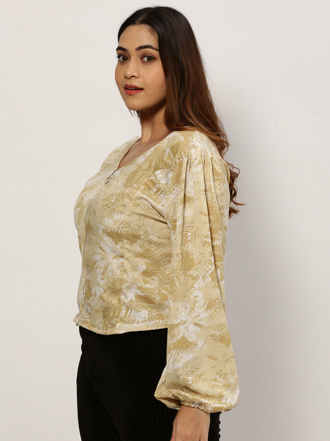 Women Floral Beige Top