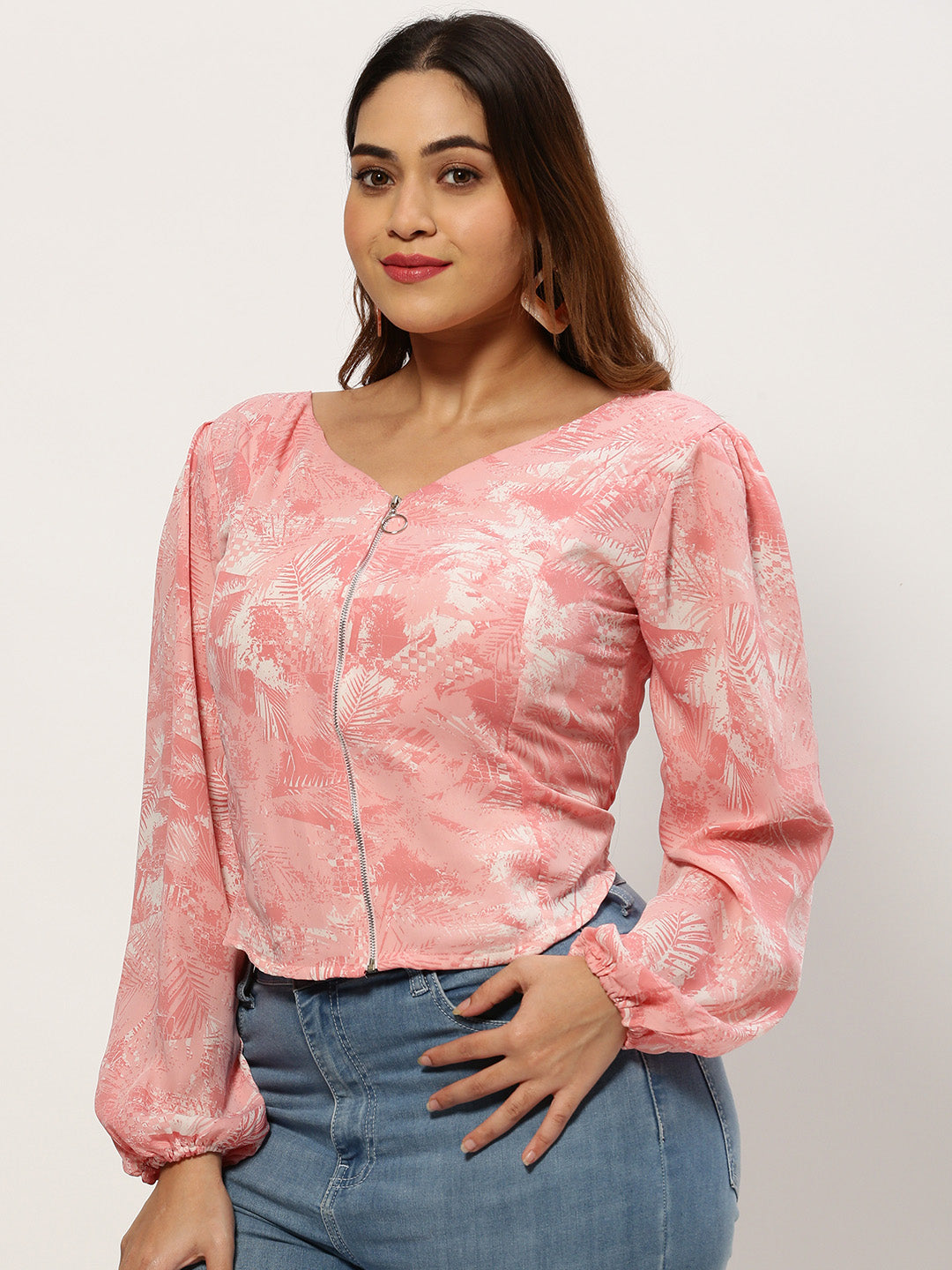 Women Tropical Pink Top