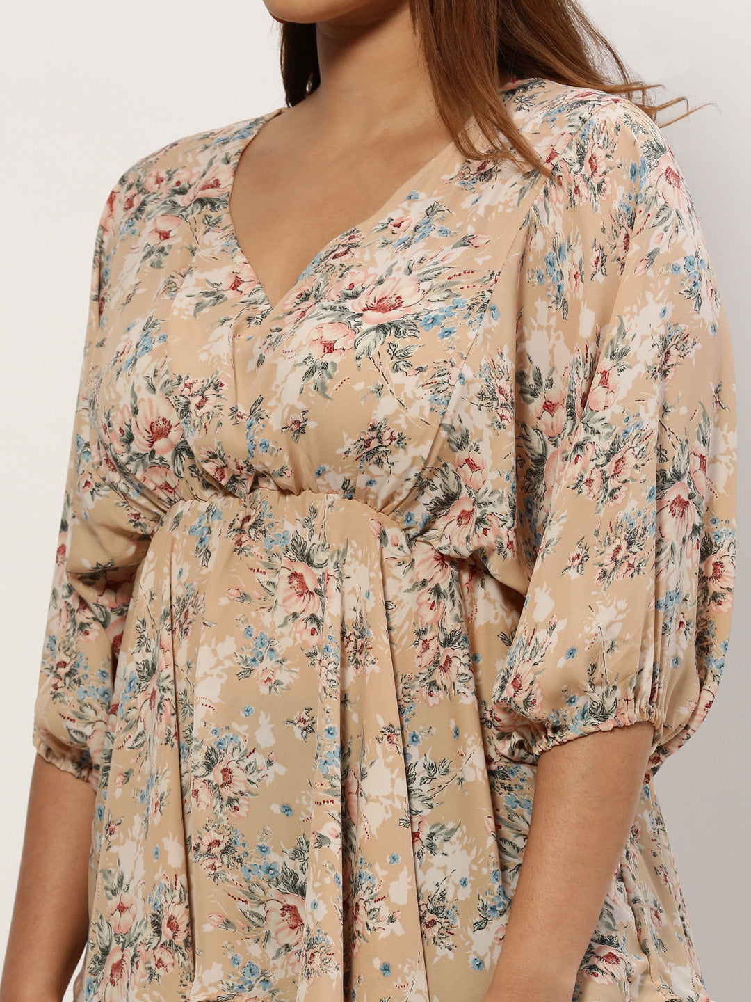 Women Floral Beige Top