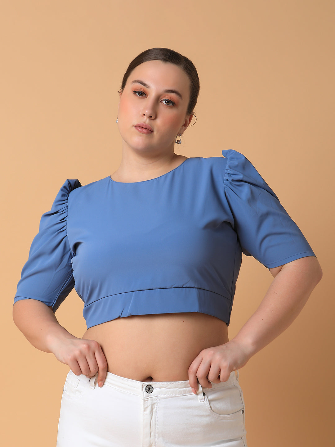 Women Solid Blue Top