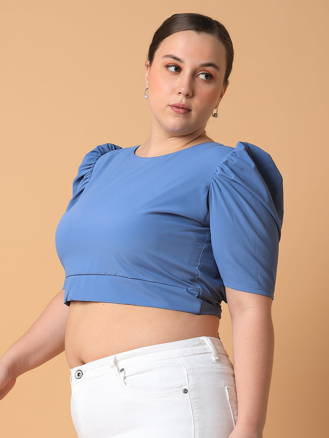 Women Solid Blue Top