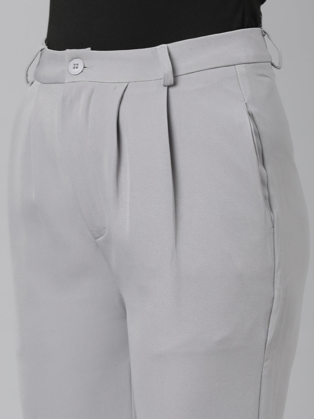 Women Grey Solid Bootcut Trousers