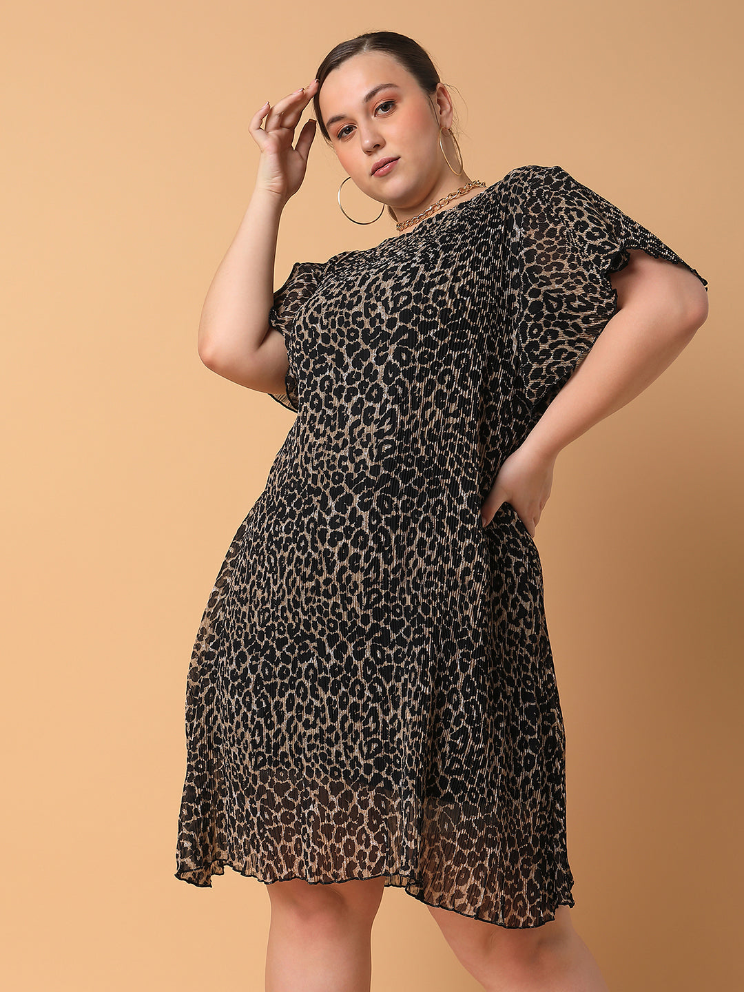 Women Printed Black A Line Dress