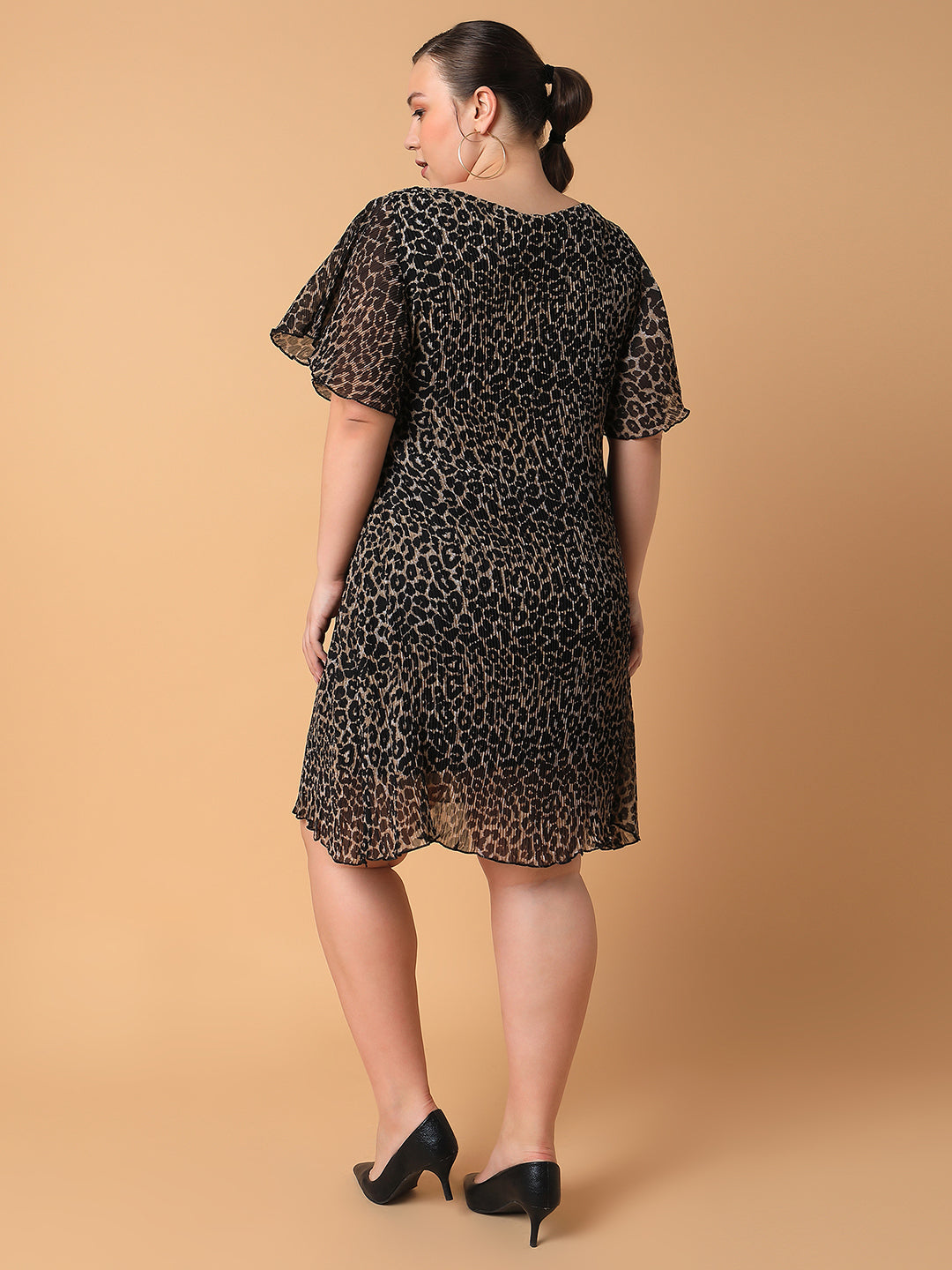 Women Printed Black A Line Dress