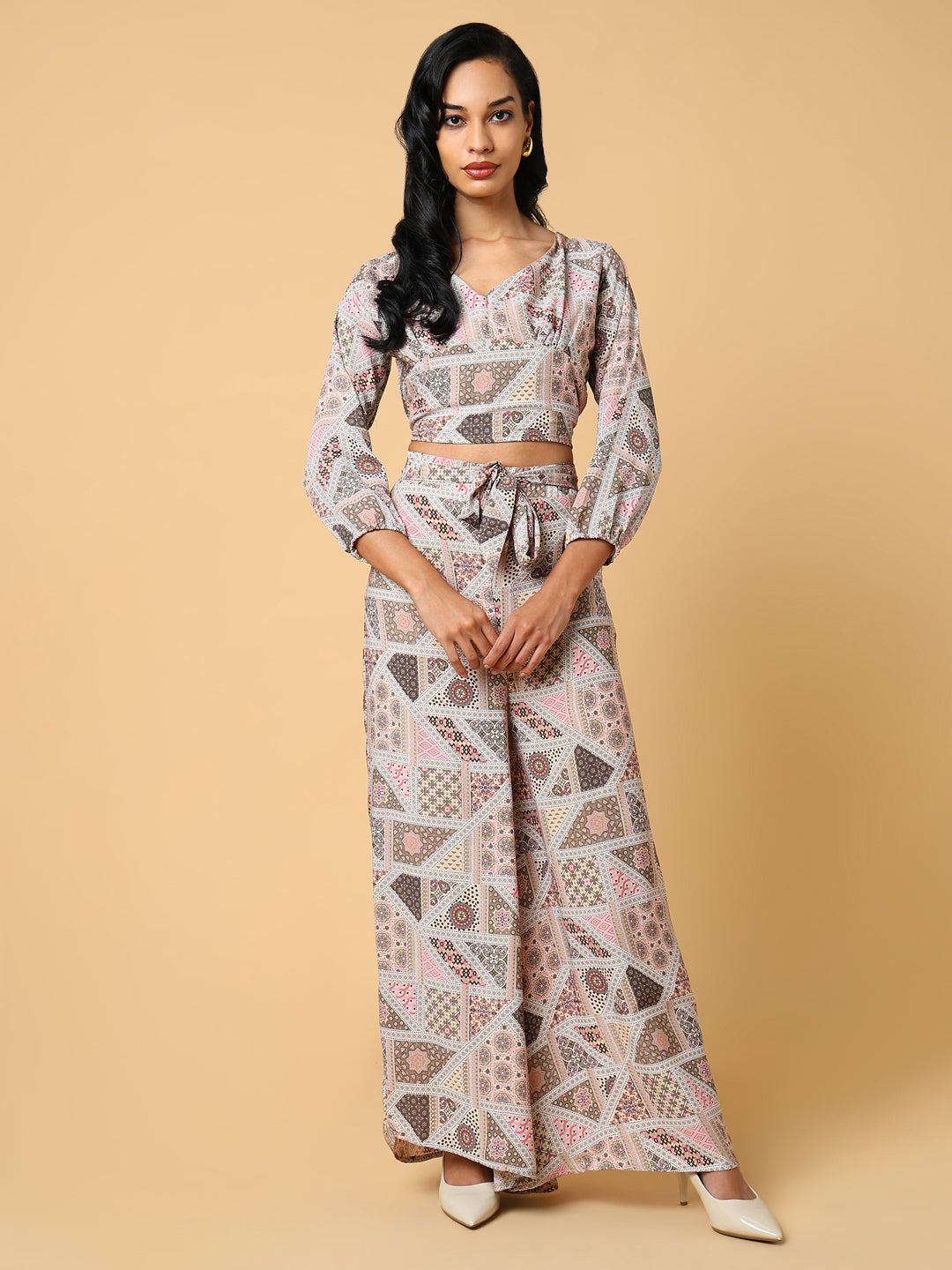 Women Printed Cream Co-Ords Set