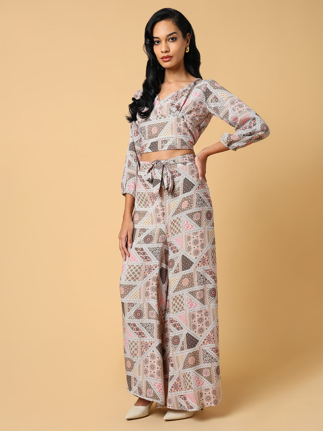 Women Printed Cream Co-Ords Set