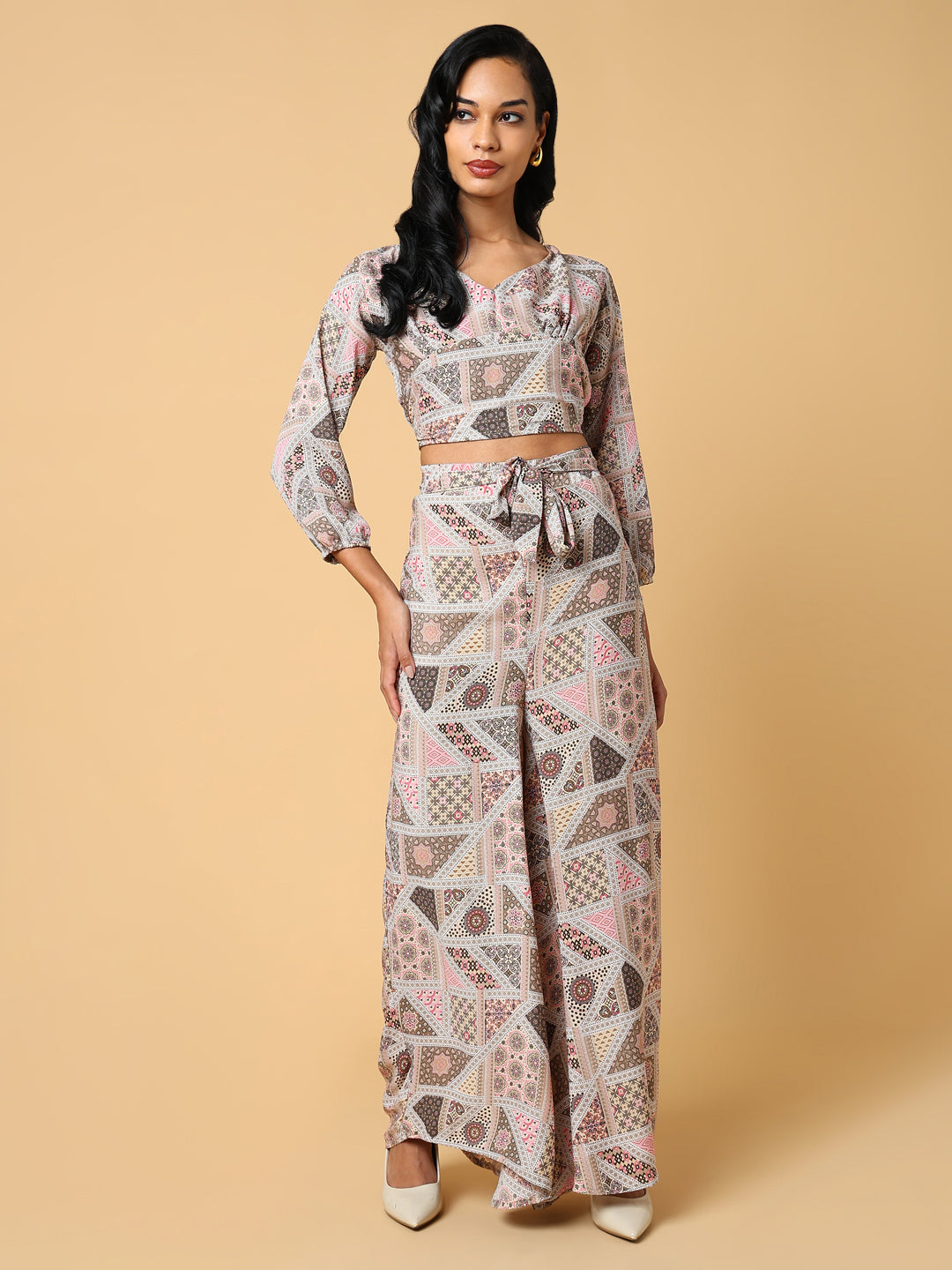 Women Printed Cream Co-Ords Set