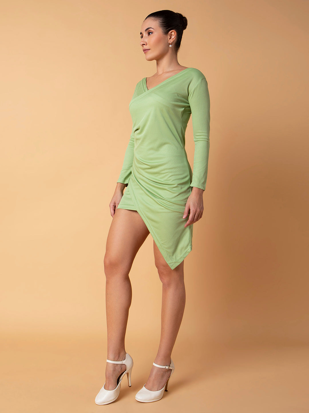 Women Solid Sea Green Wrap Dress