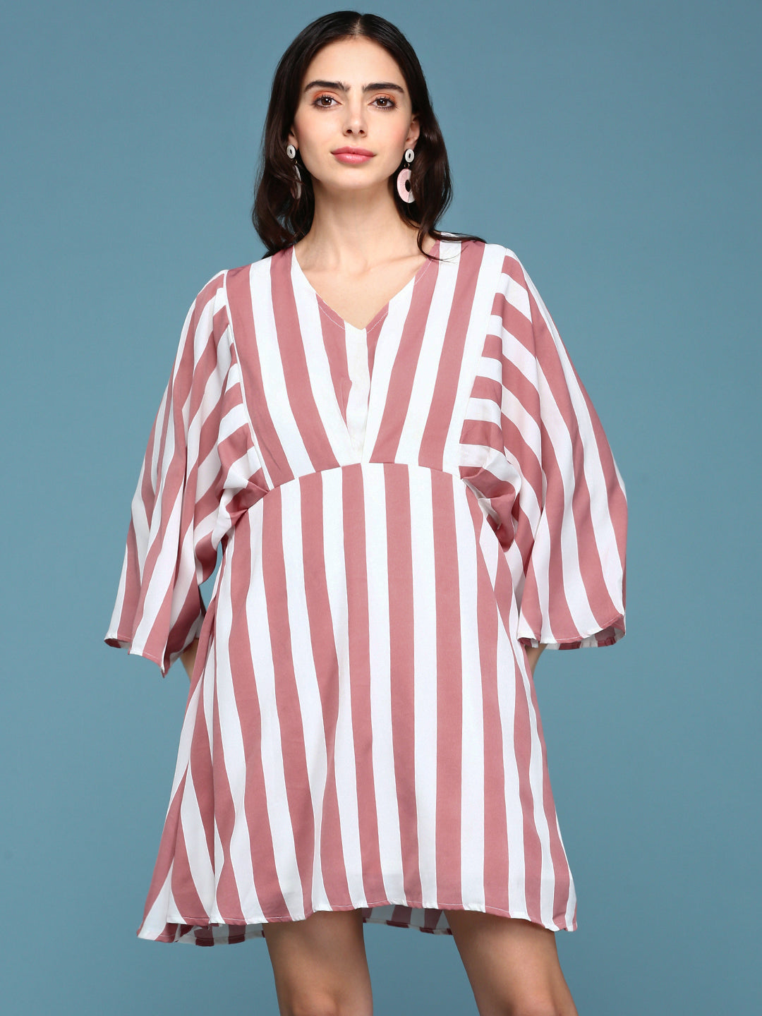 Women Mauve Striped A-Line Dress