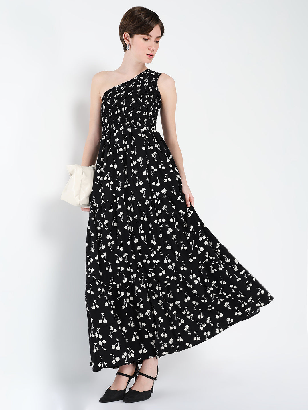 Women Printed Black Fit and Flare Dress