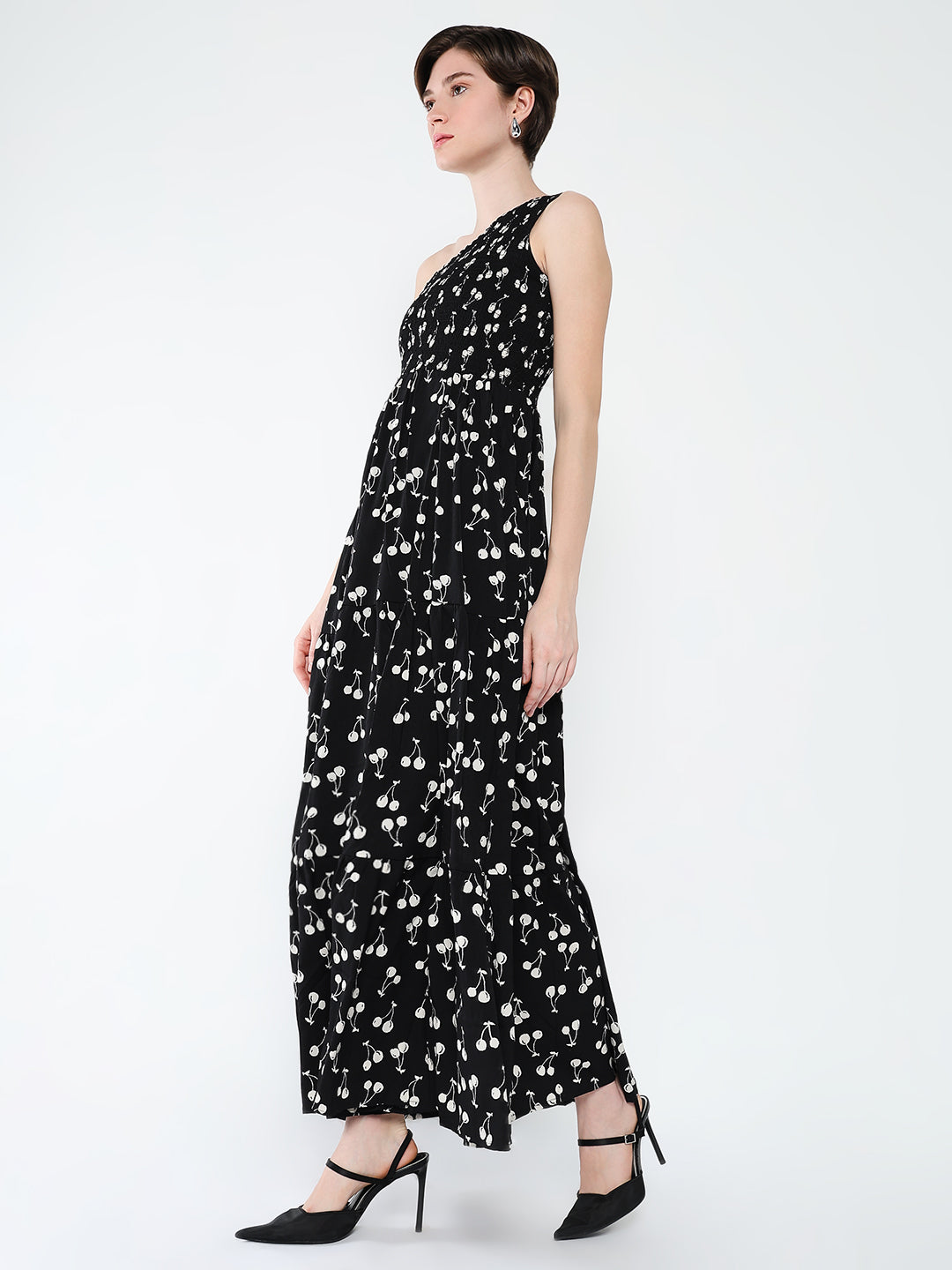 Women Printed Black Fit and Flare Dress