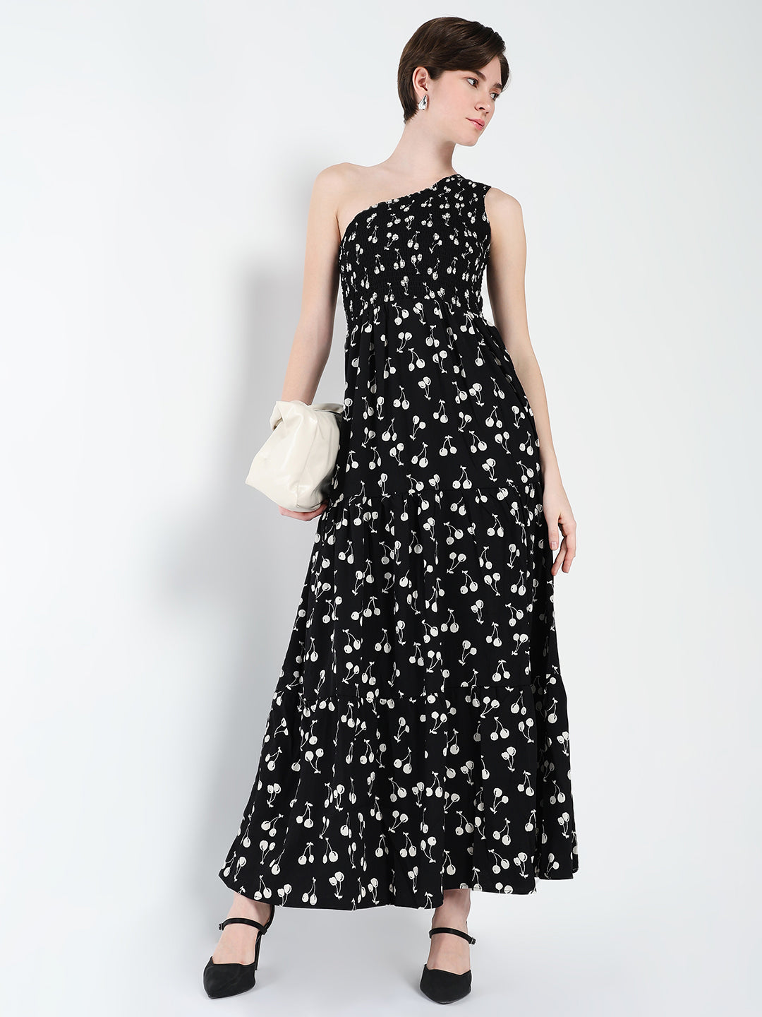 Women Printed Black Fit and Flare Dress