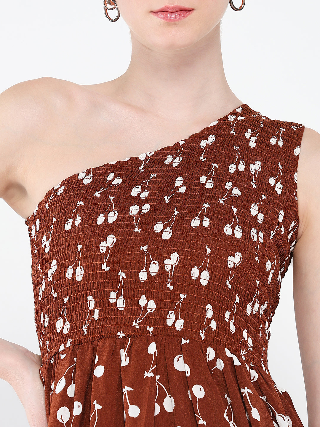 Women Printed Brown Fit and Flare Dress