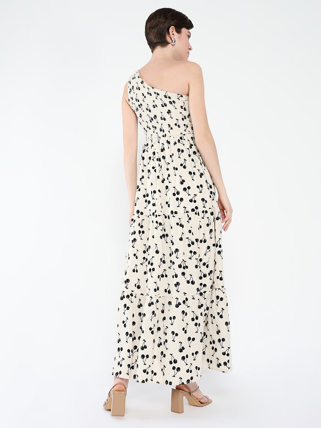 Women Printed Off White Fit and Flare Dress