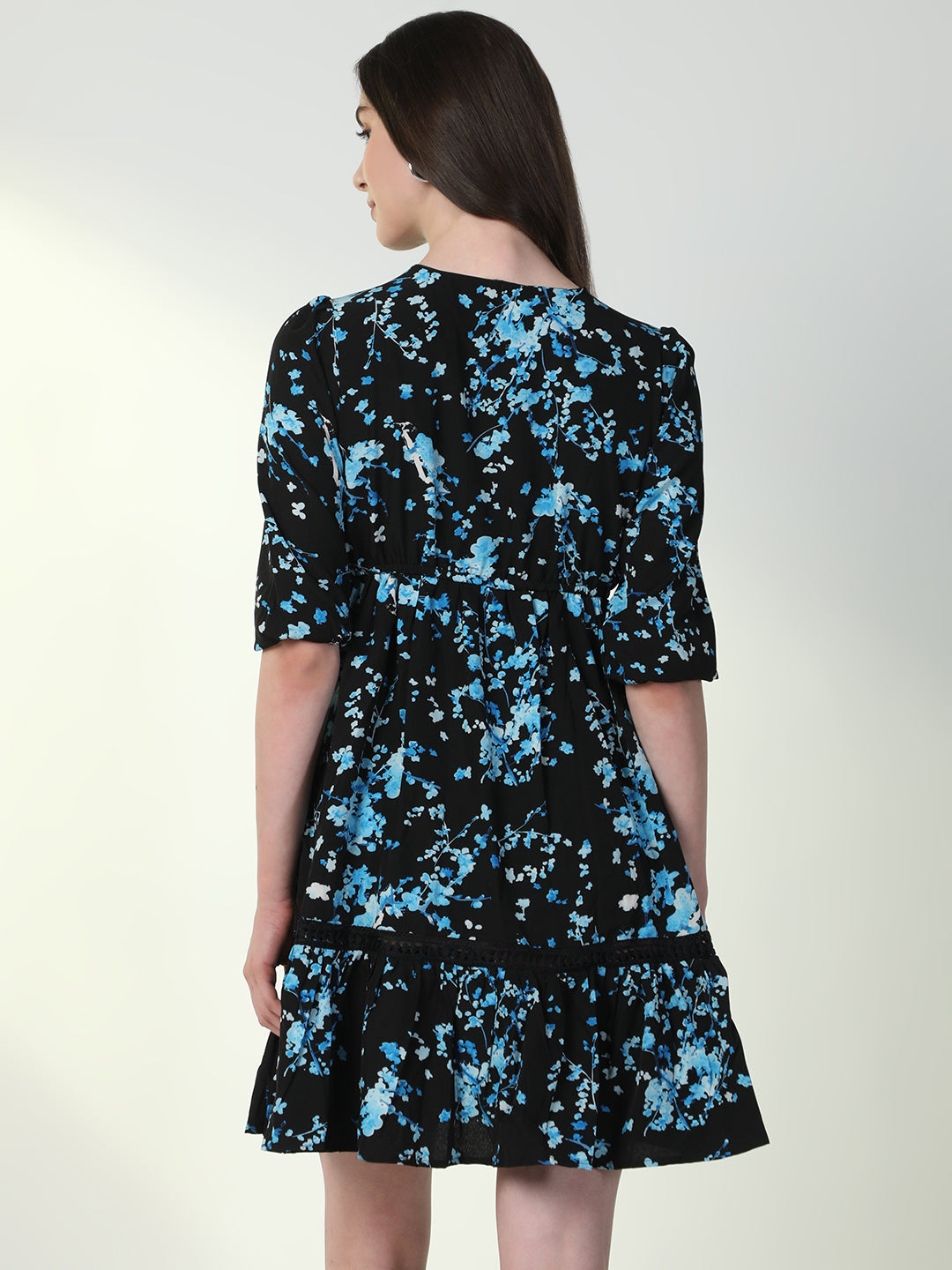 Women Floral Black A-Line Dress