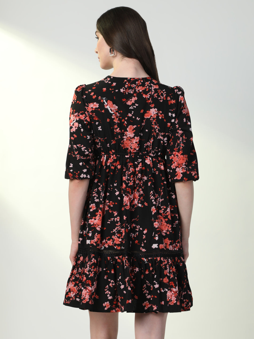 Women Floral Black A-Line Dress