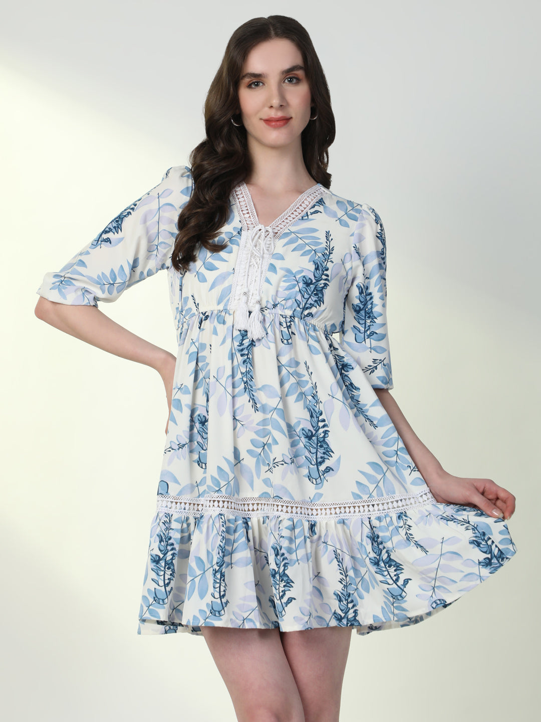 Women Floral Blue A-Line Dress