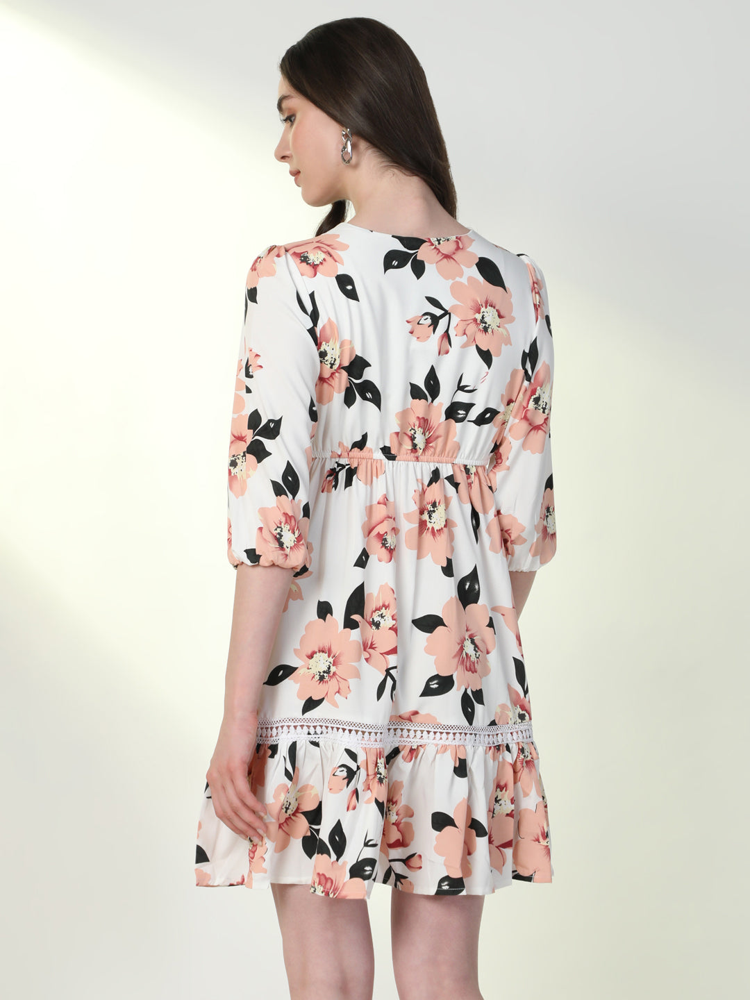 Women Floral Off White A-Line Dress