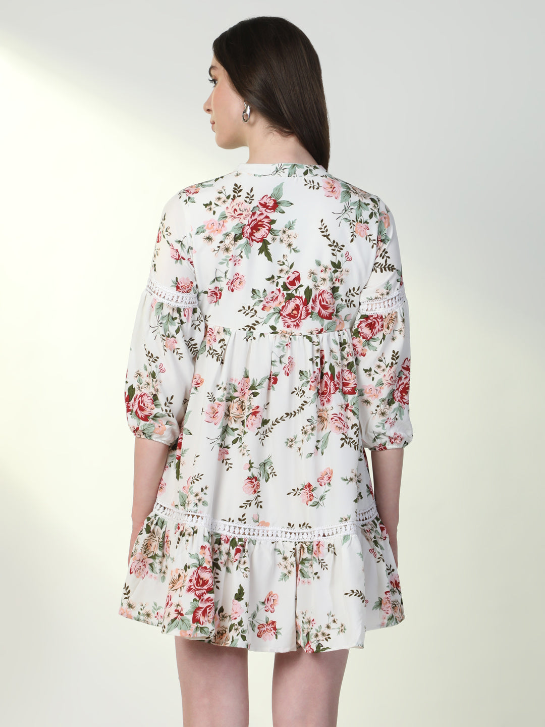 Women Floral Off White A-Line Dress