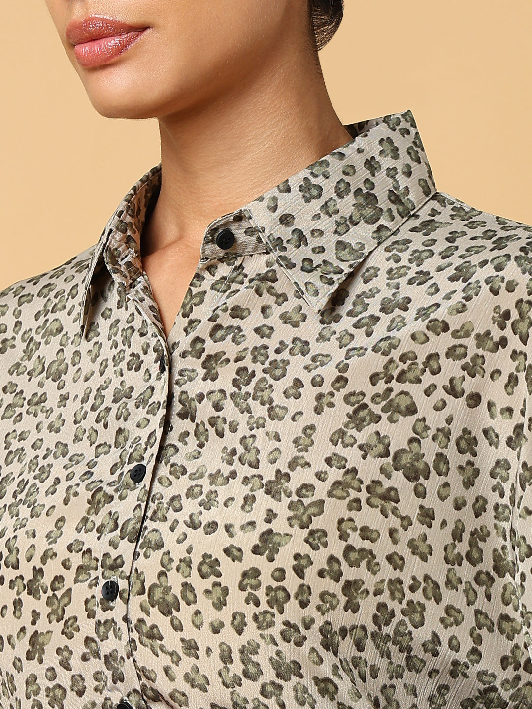 Women Floral Beige Shirt