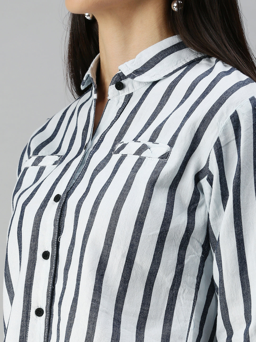 Women White Striped Shirt
