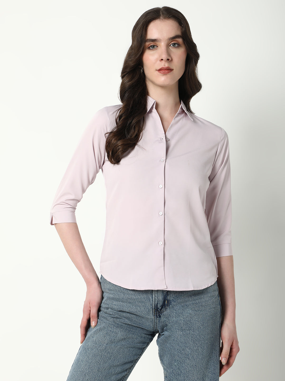 Women Lavender Solid Shirt