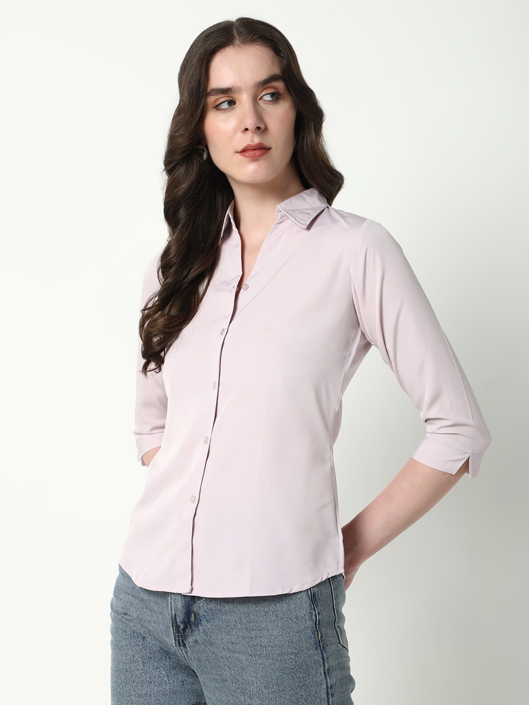 Women Lavender Solid Shirt