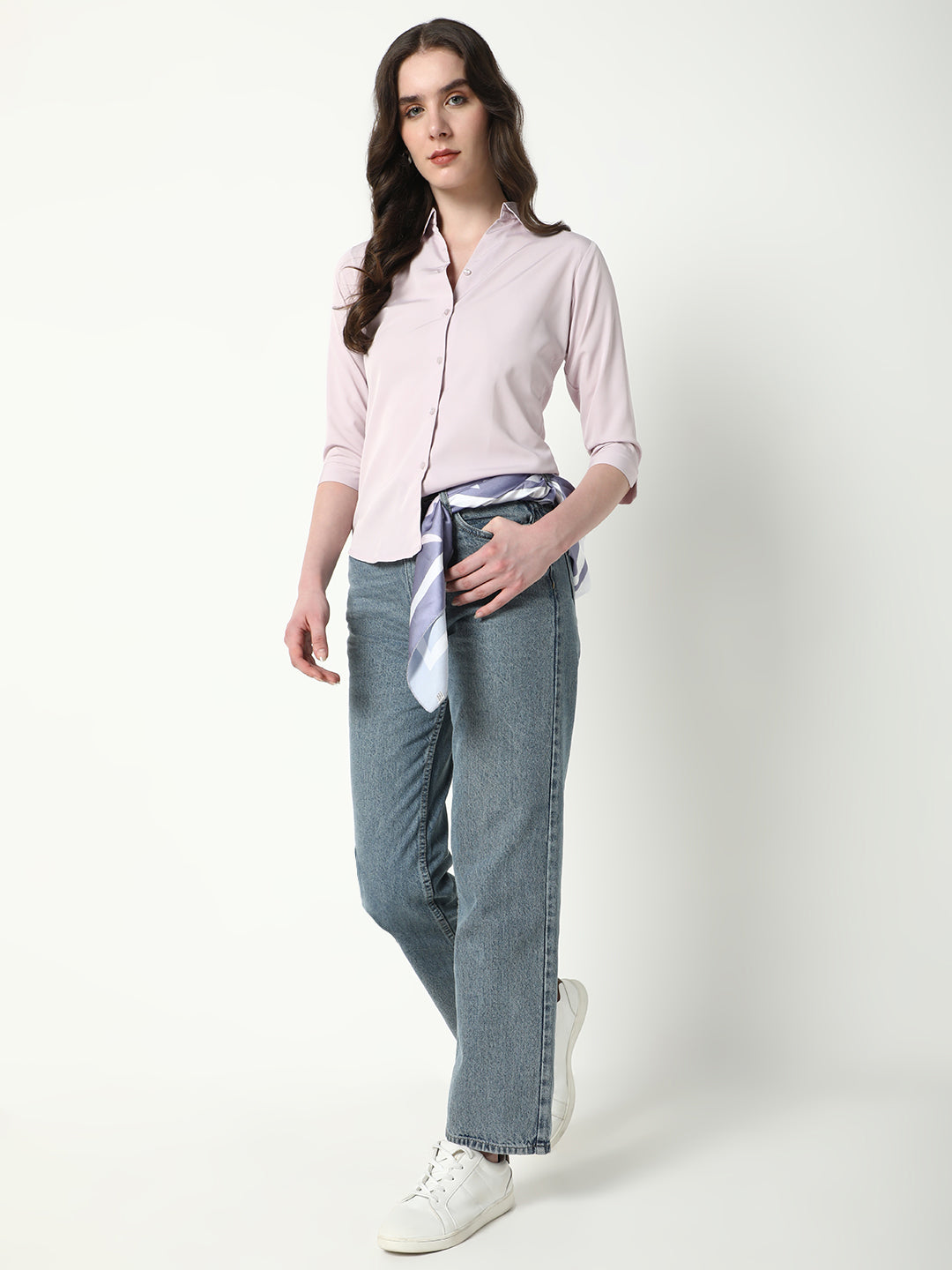 Women Lavender Solid Shirt