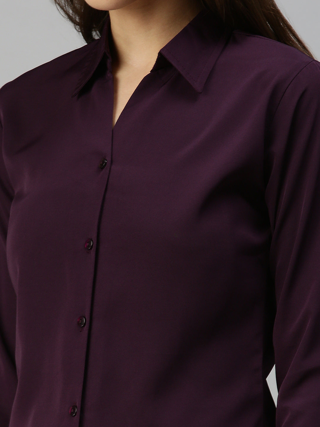 Women Slim Fit Magenta Solid Shirt