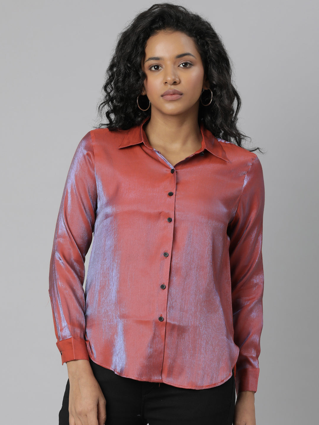 Women Rust Solid Shirt