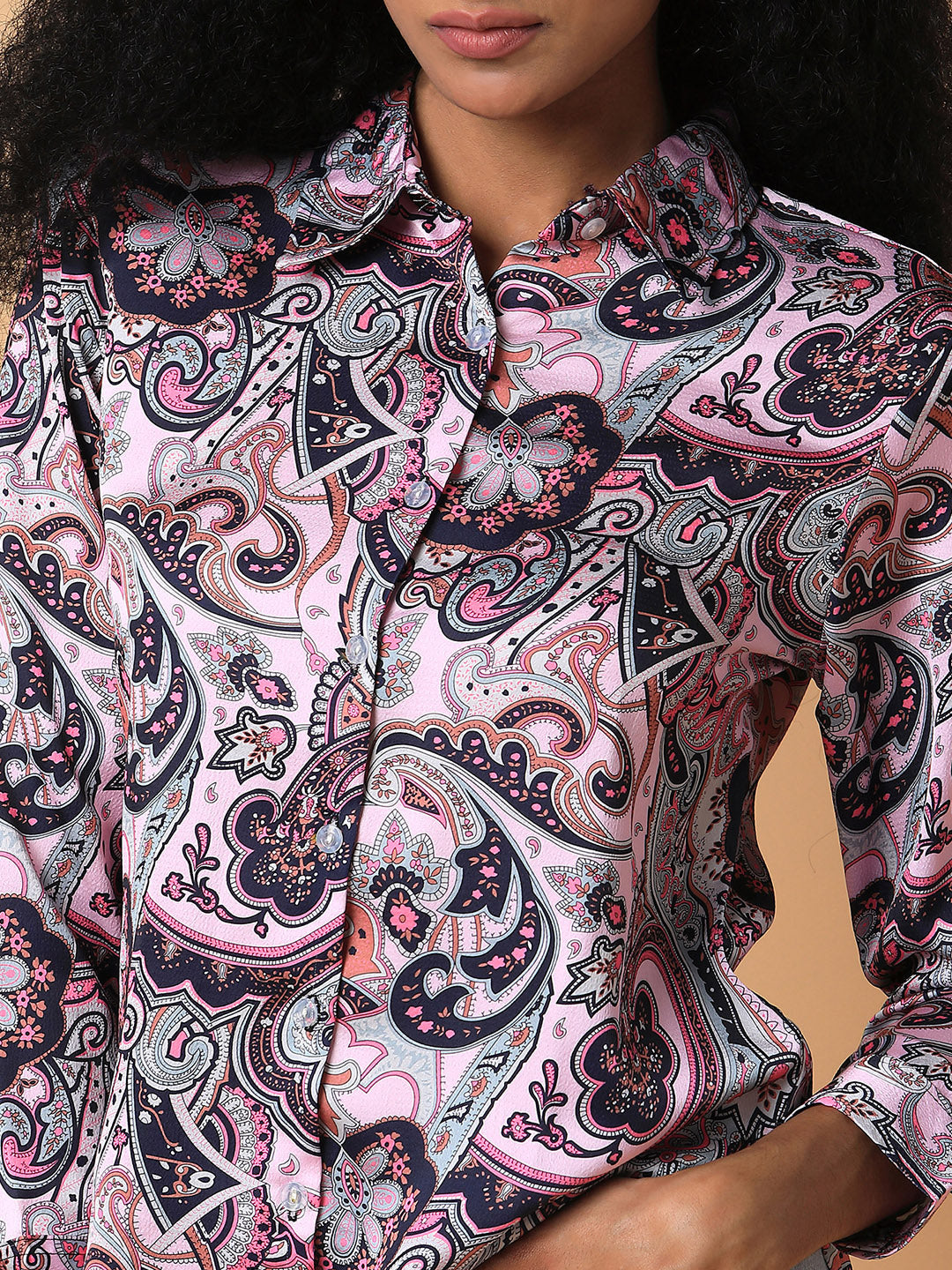 Women Ethnic Motifs Pink Slim Fit Shirt
